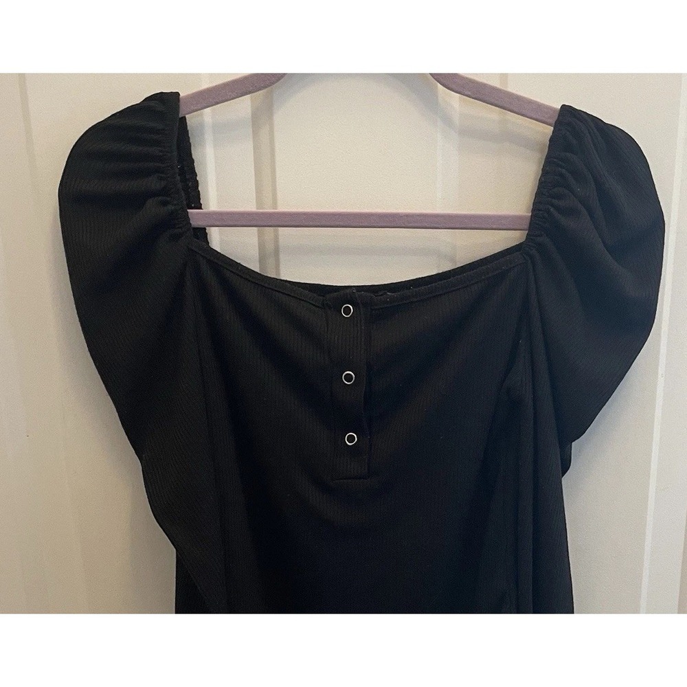 Pretty Little Thing Ribbed Puff Sleeve Henley Bodysuit Vamp Whimsigoth Womens 6